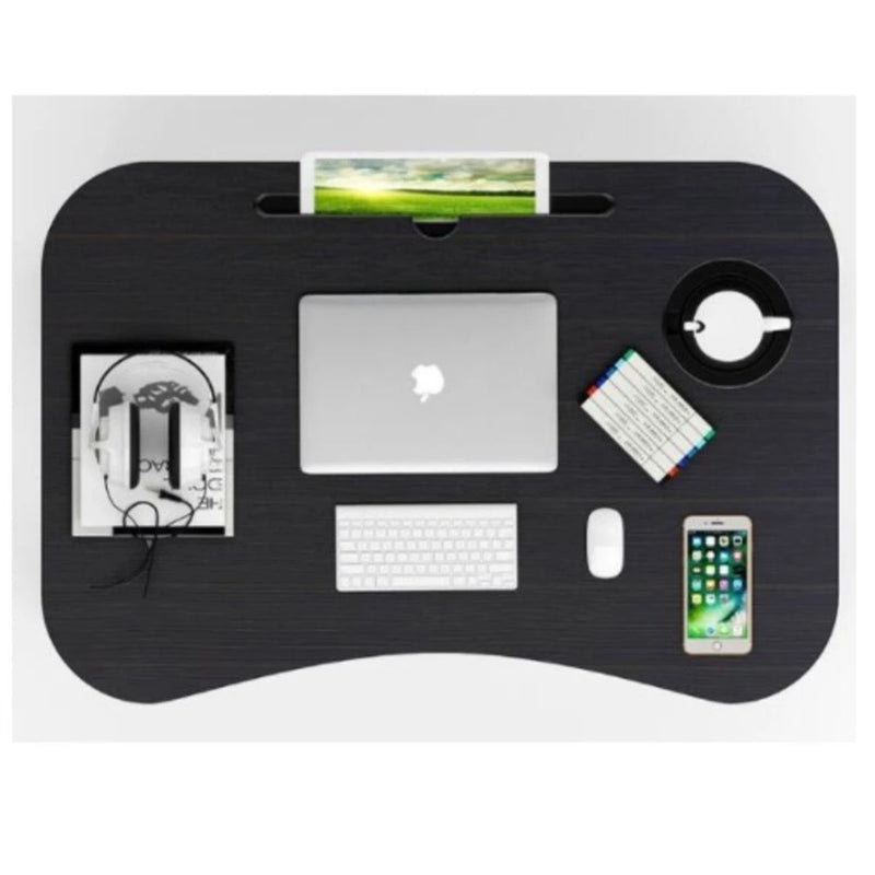 Mesa dobrável portátil para sofá-cama para notebook e home office com porta-copos
