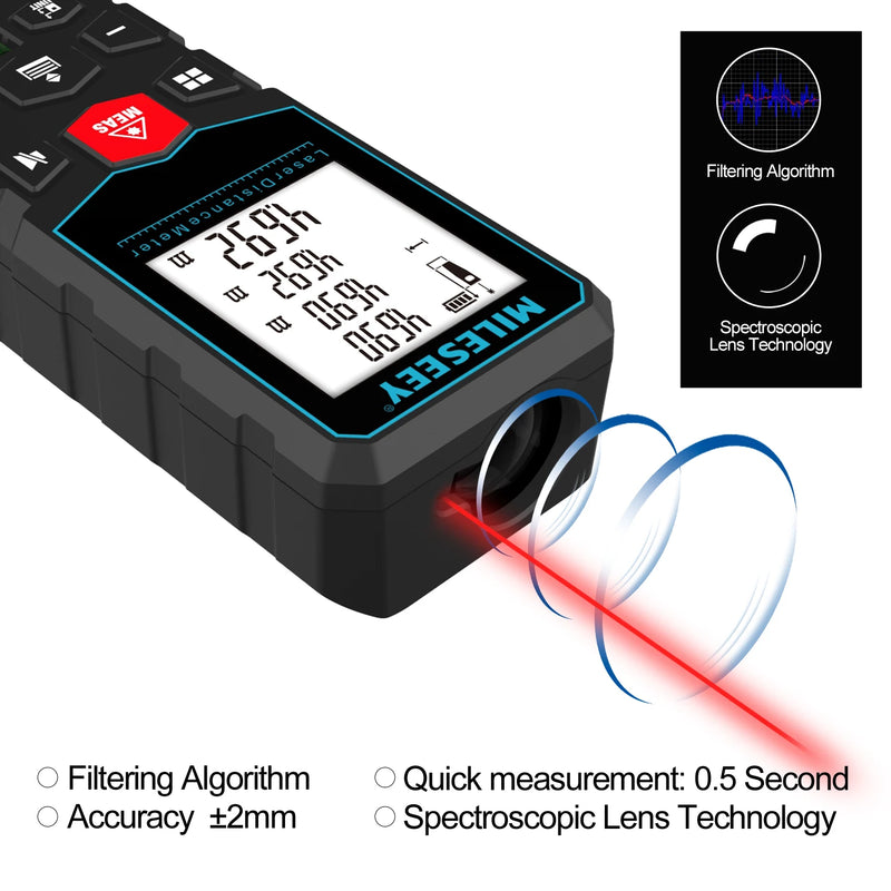 Mileseey medidor de distância a laser roleta eletrônica fita digital telêmetro trena metro laser range finder fita métrica